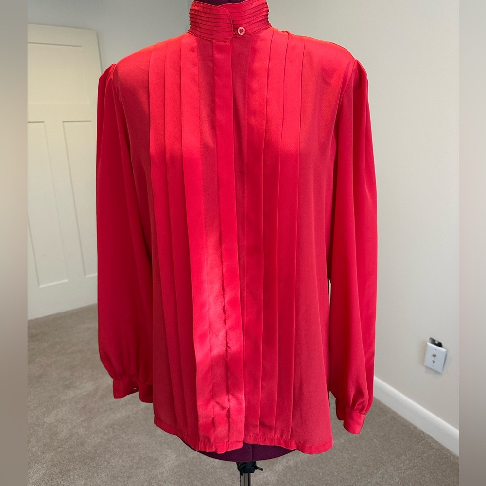 Vintage Jean de Pierre Red Pleated Blouse